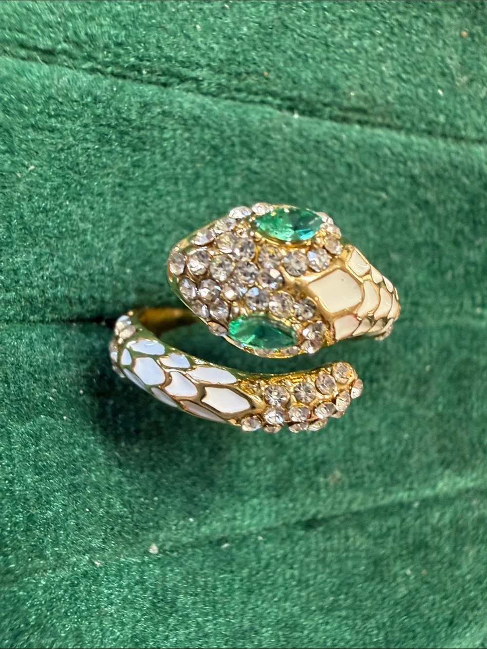 Gold Snake Ring with Green Eyes - Women Jewelry size ring 8